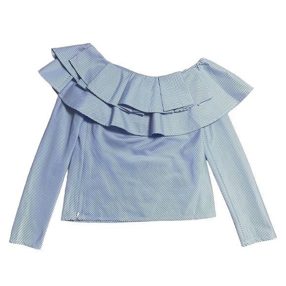 Mare Mare Gemma One Shoulder Blue & White Striped Blouse US M - Picture 8 of 8